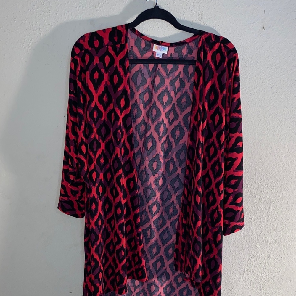 LuLaRoe Pink and Gray Patterned Cardigan